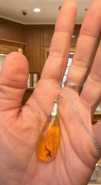Sehr schöner Anhänger in Tropfform aus baltischen Bernstein