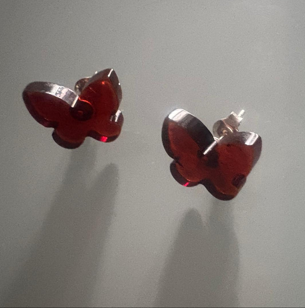 Ohrringe mit echtem Bernstein in Schmetterling Form
