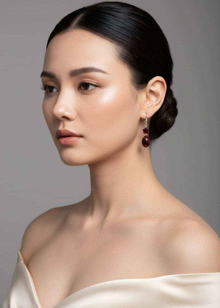 Schöne Kirschrote vergoldete Ohrringe