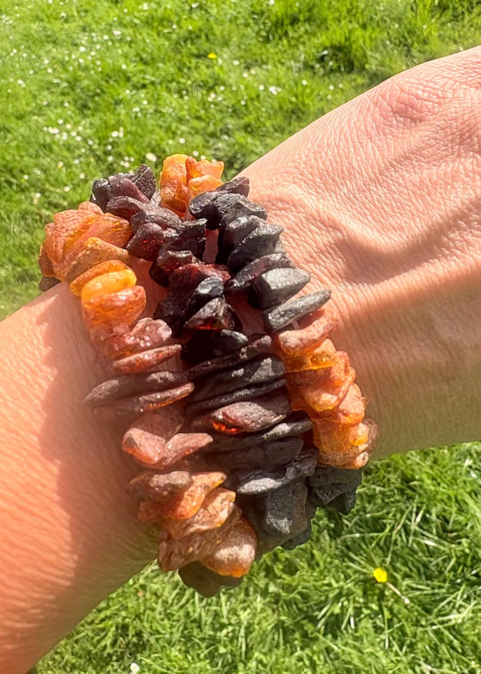 Bernstein-Armband zweifarbig Rohbernstein