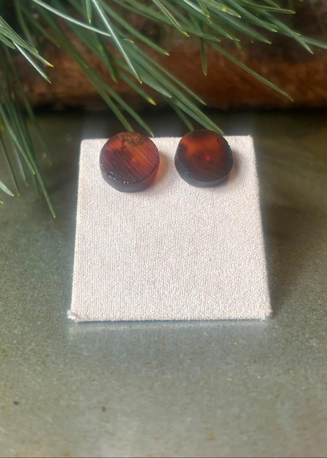 Ohrstecker Cognac Scheibenform