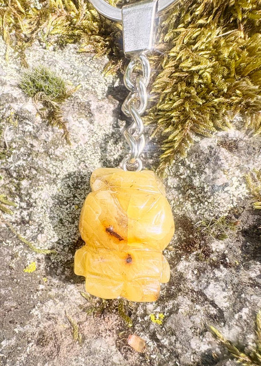 Schlüsselanhänger Bernstein mit Bärfigur