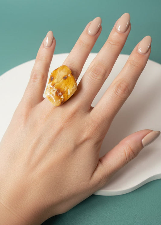 Schöner Ring aus natürlichen Bernstein