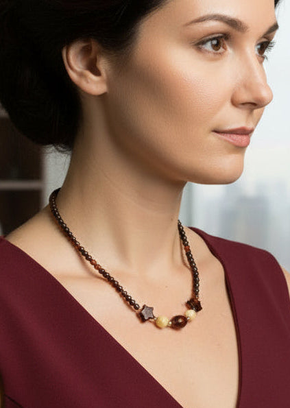 Burgunder Bernstein Kette Modern
