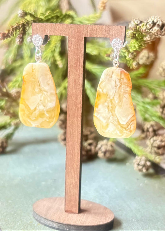 Exklusiver Ohrschmuck Bernstein Weiß