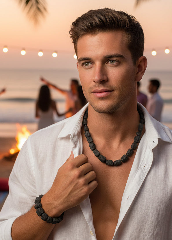 Set für Männer mit schwarzem Bernstein