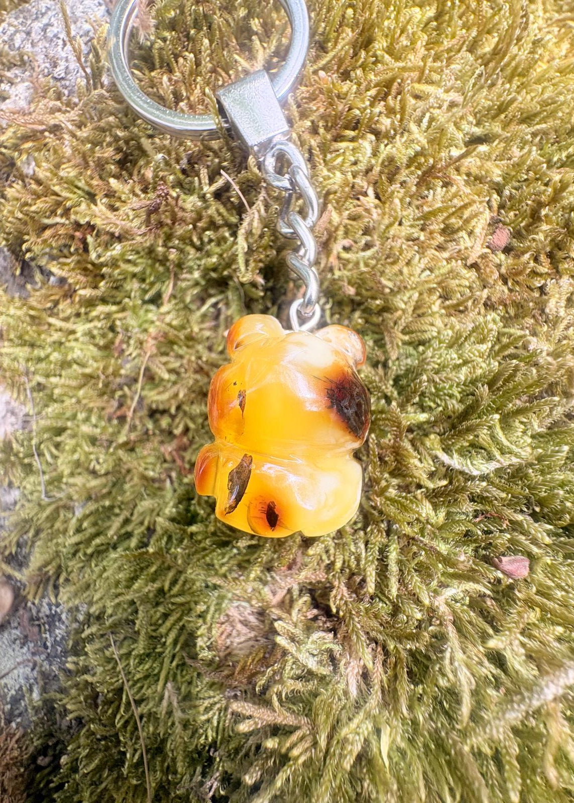 Schlüsselanhänger mit Bernstein  Bärfigur