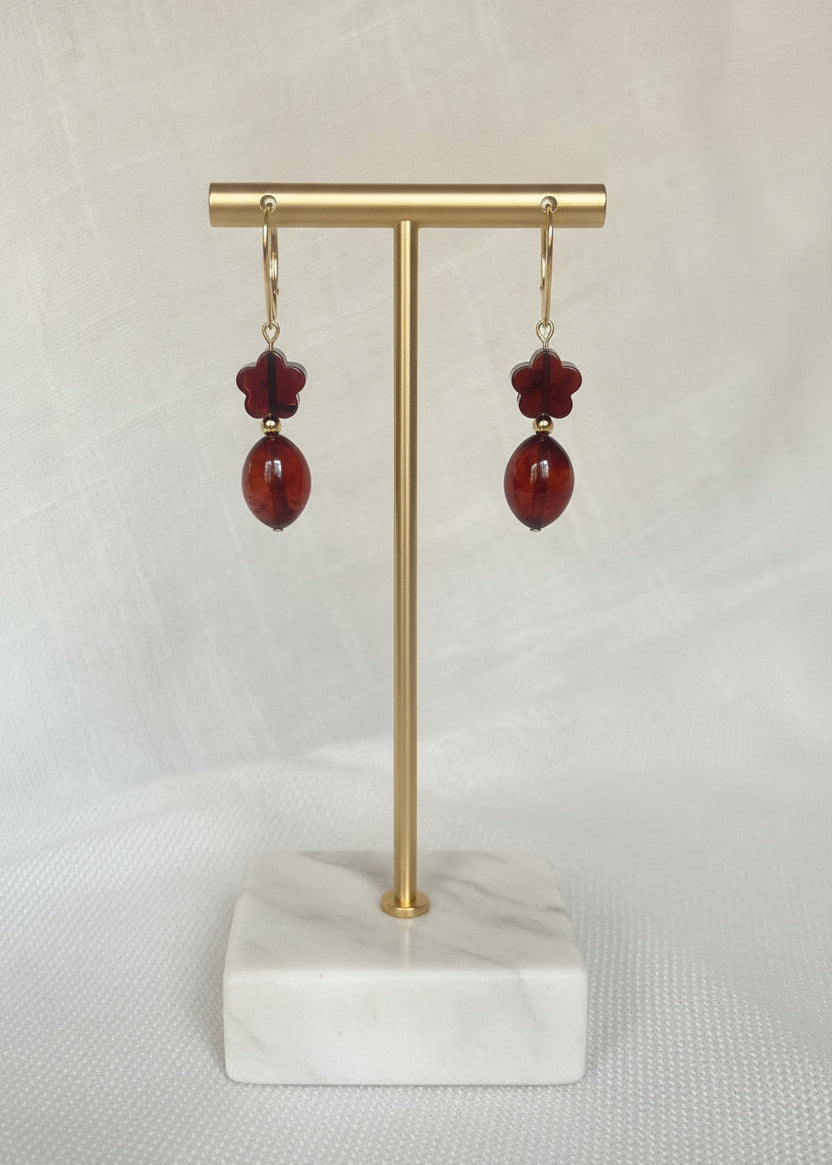 Schöne Ohrringe Bernstein Kirschrot