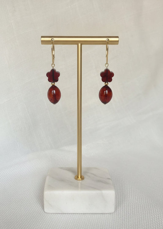 Schöne Ohrringe Bernstein Kirschrot