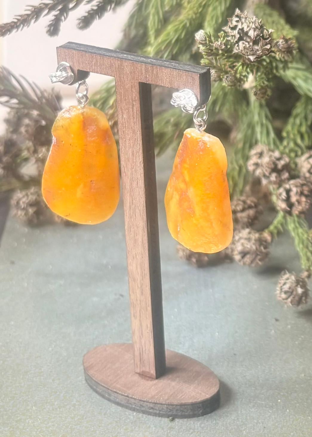 Exklusiver Ohrschmuck Bernstein Weiß