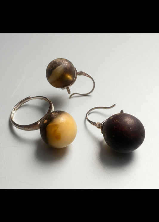 Bernstein Set mit Silber