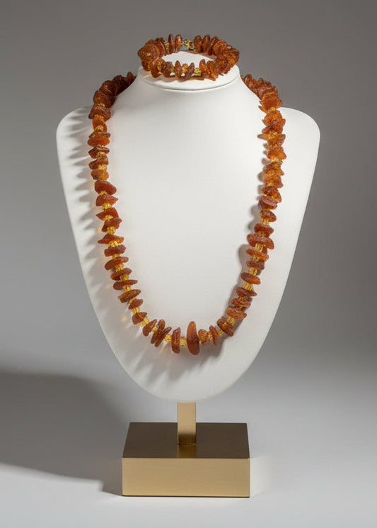 Sehr schönes Bernstein Set aus massiven Rohbernstein