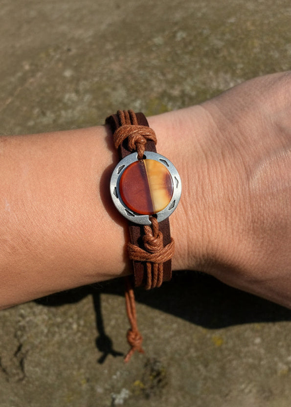 Bernstein-Mosaiksteinen Lederarmband