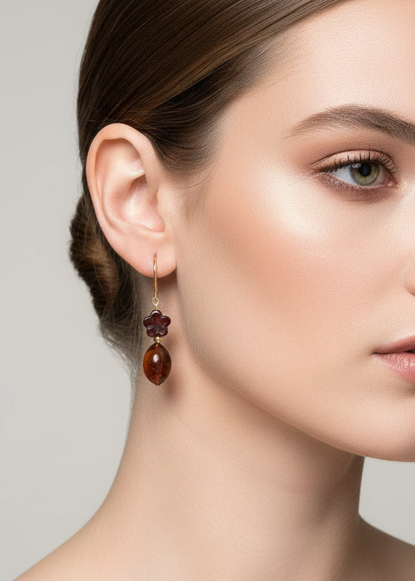 Schöne Ohrringe Bernstein Kirschrot