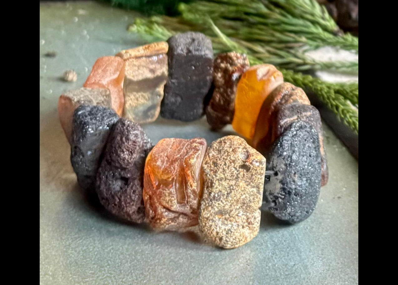 Sehr massives Armband aus Rohbernsteine