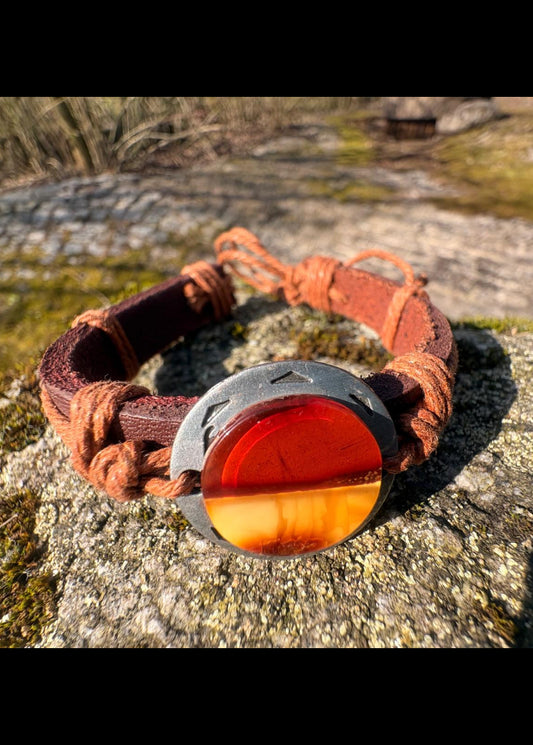 Bernstein-Mosaiksteinen Lederarmband