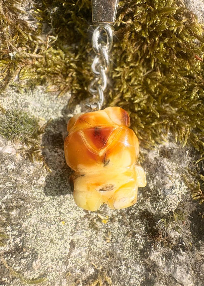 Schlüsselanhänger mit Bernstein  Bärfigur