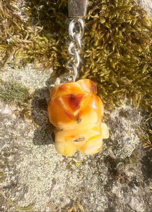 Schlüsselanhänger mit Bernstein  Bärfigur