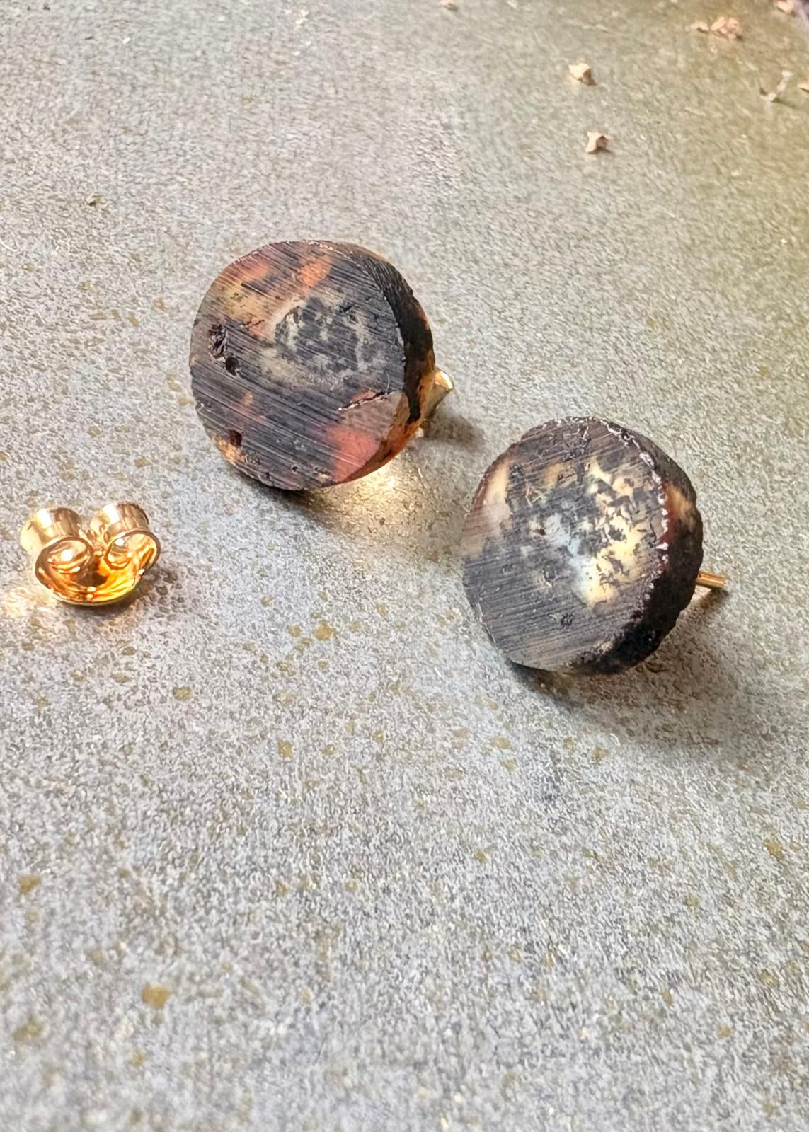 Ohrstecker multicolor mit blauen Bernstein