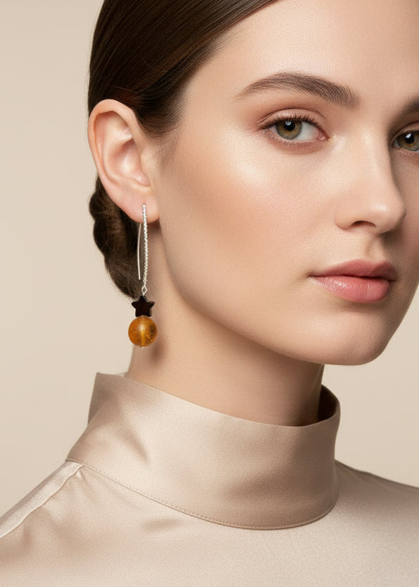 Schöne Ohrhänger mit natürlichem Bernstein