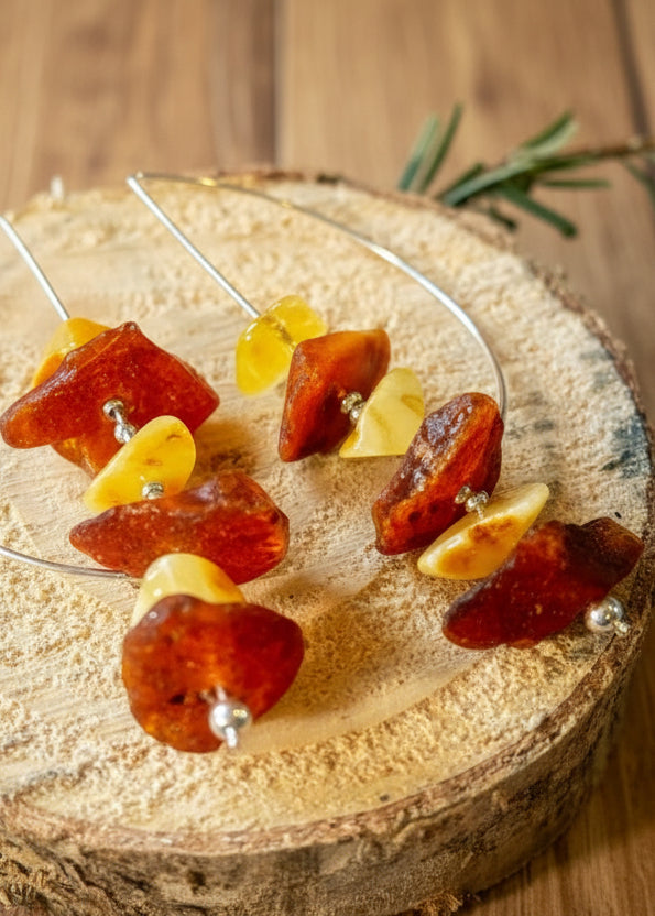 Bernstein-Ohrhängern Unikat