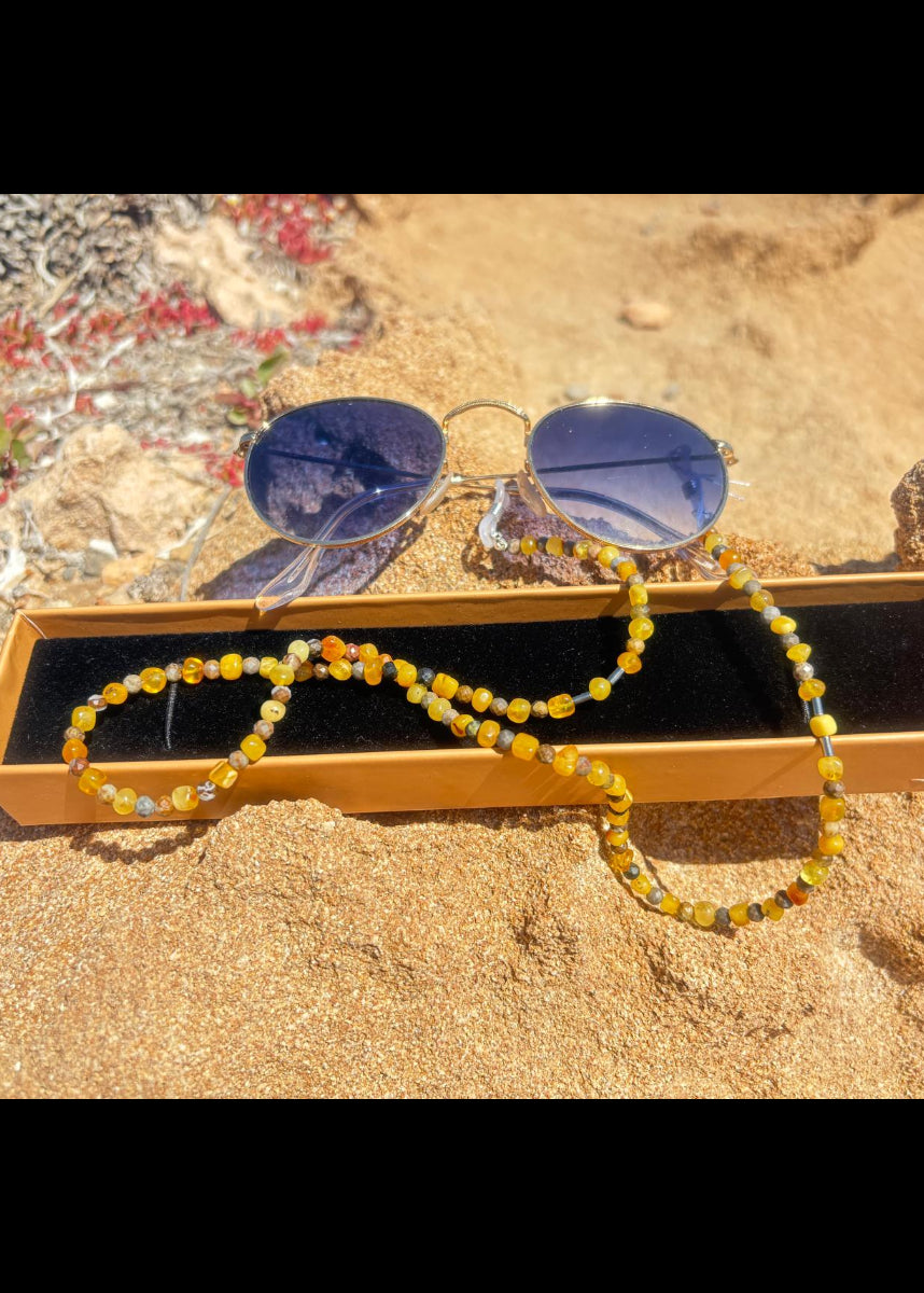 Schöne Brillenkette aus natürlichem Bernstein