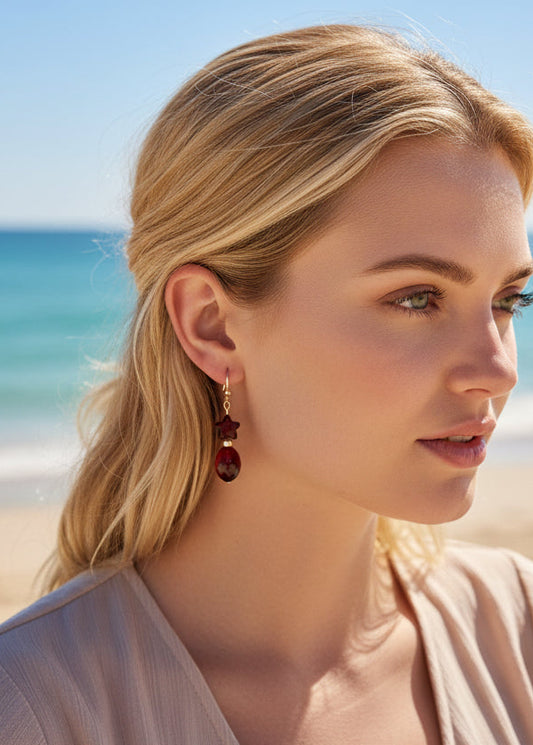 Schöne Ohrringe Bernstein in leuchtendem Kirschrot