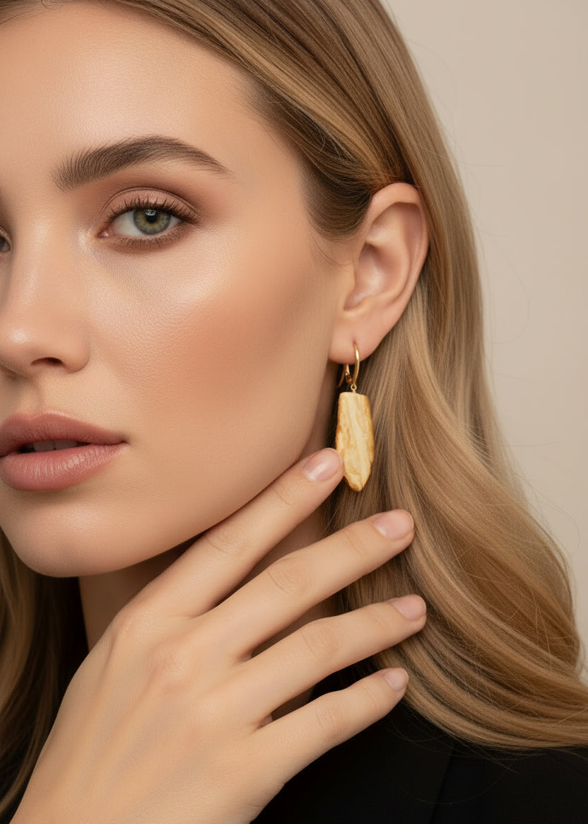 Bernstein-Ohrringen mit englischem Verschluss vergoldet