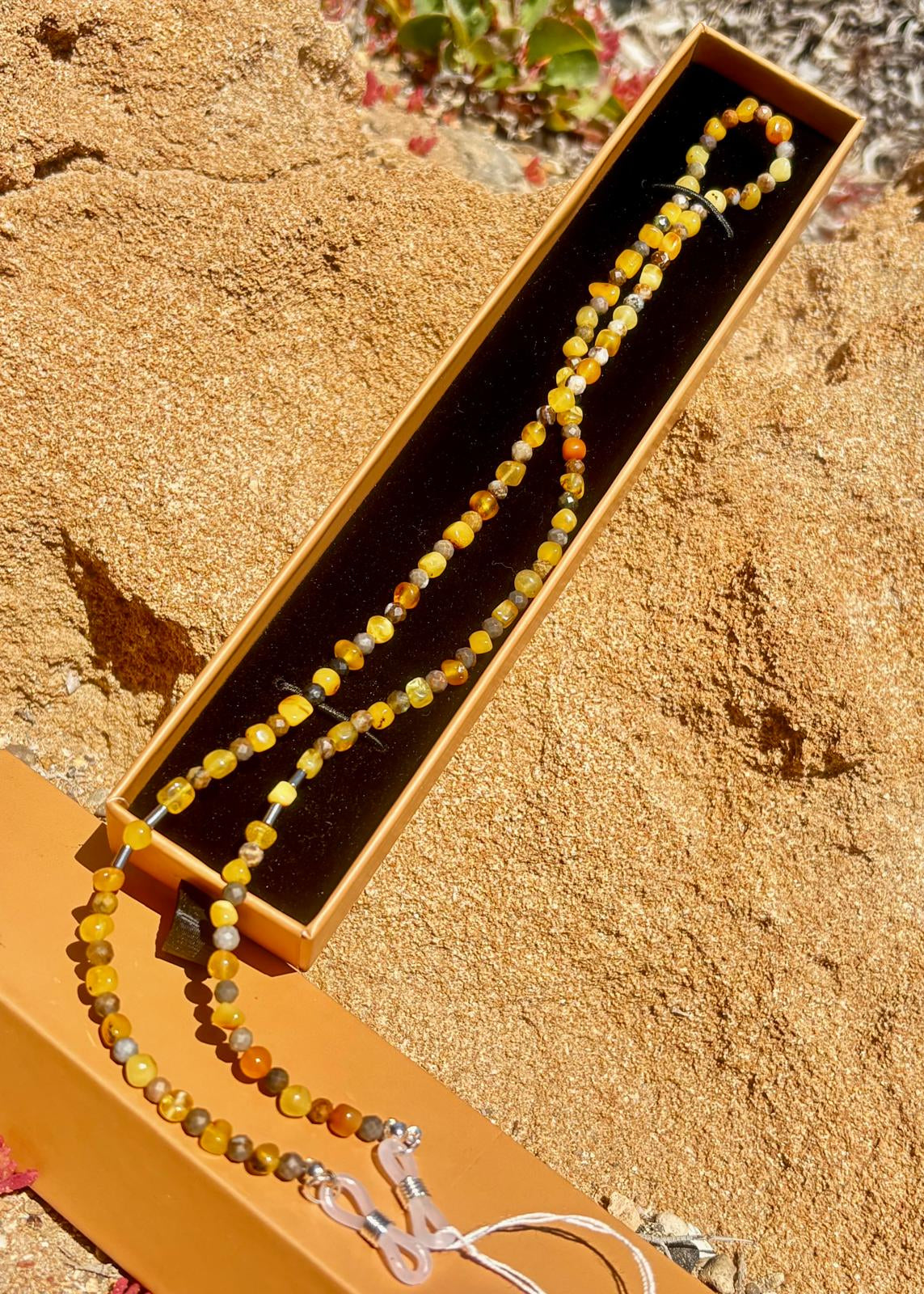 Schöne Brillenkette aus natürlichem Bernstein