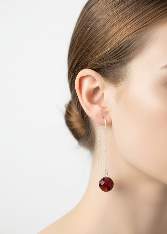 Schöne Ohrhänger aus 925 Silber und facettiertem Bernstein