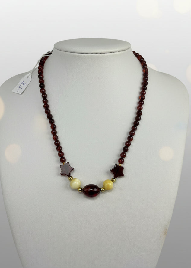 Burgunder Bernstein Kette Modern