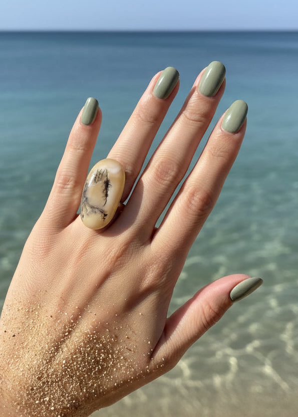 Damenring Weiss-Schwarz