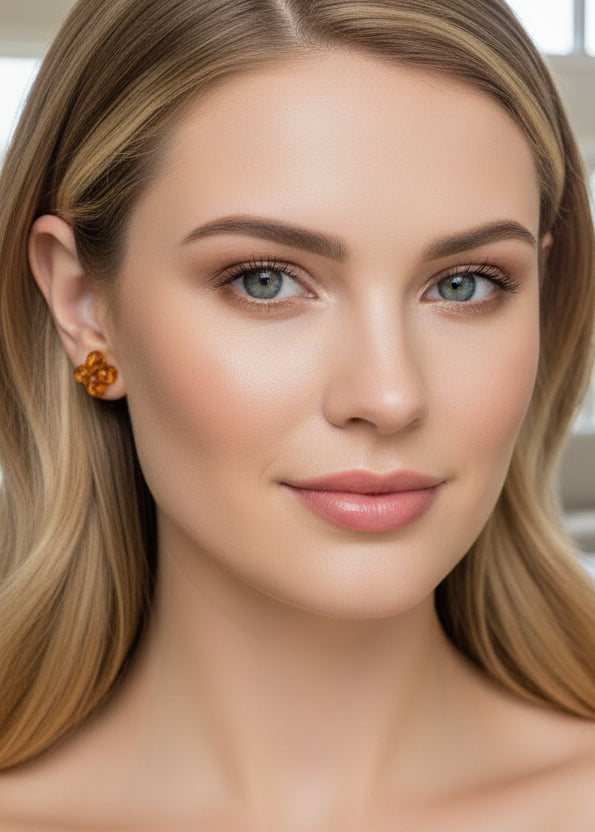 Kleeblattförmige Ohrstecker Bernstein