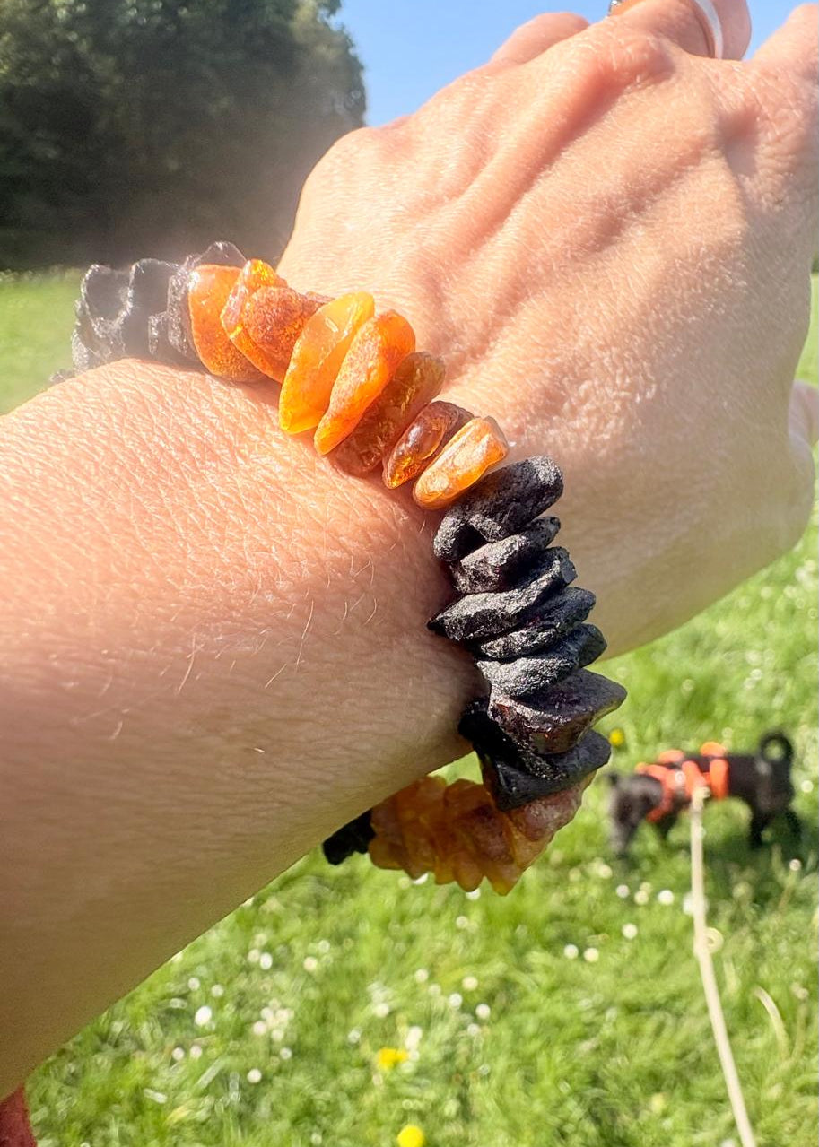 Bernstein-Armband zweifarbig Rohbernstein