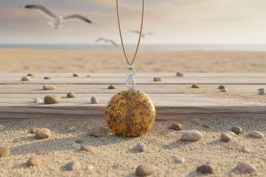 Anhänger mit botanische Inklusen aus baltischen Naturbernstein